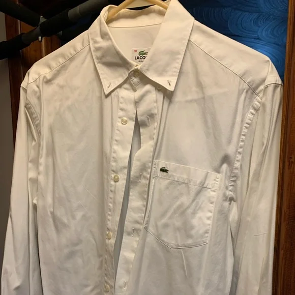 Lacoste men’s white button down men’s small size 38, front pocket shirt - Picture 1 of 4